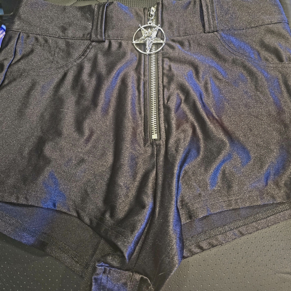 Killstar Black High Waist Shorts with Pentagram Zipper